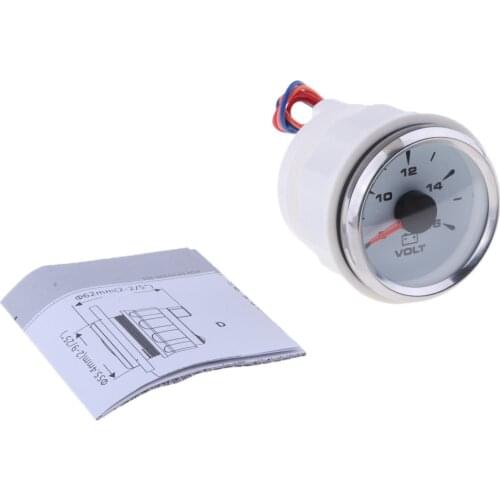 52mm 2" Car Boat Marine Voltmeter Gauge Meter White Face & Chrome Ring