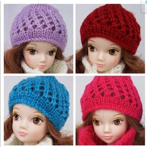 Doll Accessories Warm Winter Headwear Hairwear Woven Knitting Hat for Barbie Doll House 11" For 1/6 BJD Doll Kids Gift
