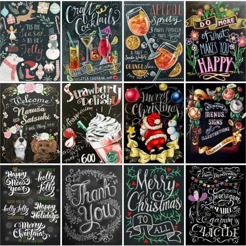 Evershine 5D Diamond Embroidery Full Drill Square Christmas Blackboard Drawing Diamond Painting Cartoon DIY Beaded Home Decor