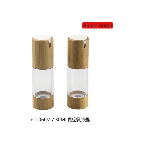 Organic natural 1oz bamboo Lotion airless pump bottle cosmetic,15ml 30ml 50ml plastic cosmetic packaging airless bottle bamboo