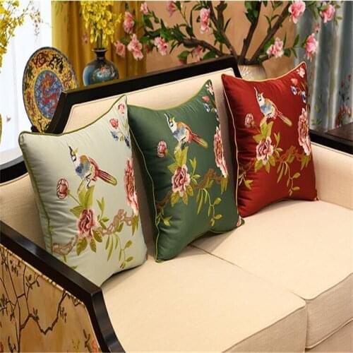 Free Shipping Natrual Classical Lovely Bird Throw Pillow With Inner 60x60cm Embroidery Cushion Waist Bloster Chair Mat Decora