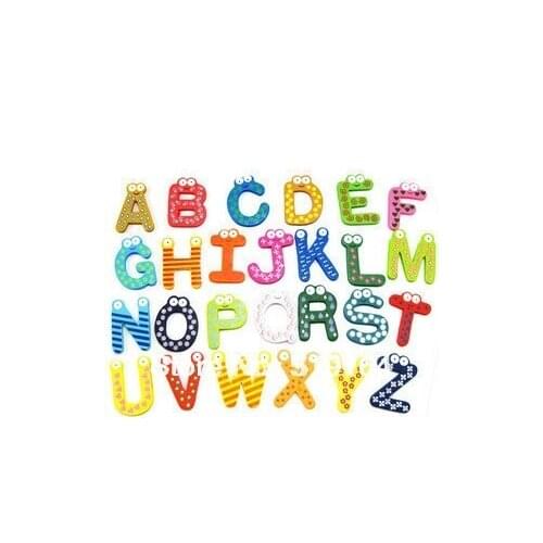 Free Shipping! Colorful 26 Letters With Frog Head Wooden Fridge Magnets