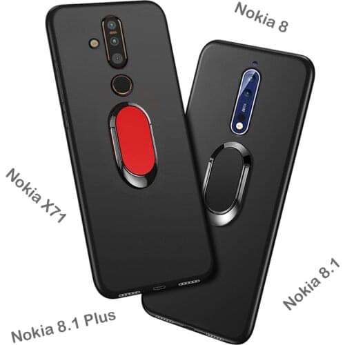 Nokia8 Phone Cover for Nokia 8 TA-1012 TA-1004 Case 5.3 inch Soft Black Silicone Magnetic Car Holder Ring Case for Nokia 8 Funda