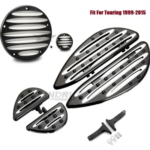 Deep edge cut Black Front Floorboards passenger footboards bracket hook Derby timer cover fit For harley Softail & Dyna 1999-201