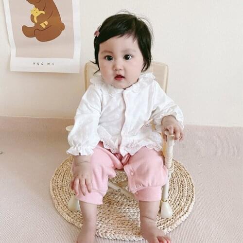 Infant Romper 2021autumn Girls Lace Lapel Romper Newborn Clothes