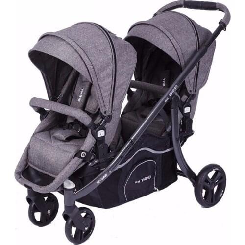 Twin Baby Stroller Light Folding Sitting and Lying Detachable Front and Back of Summer Car for Two Children Baby Stroller 2 In 1