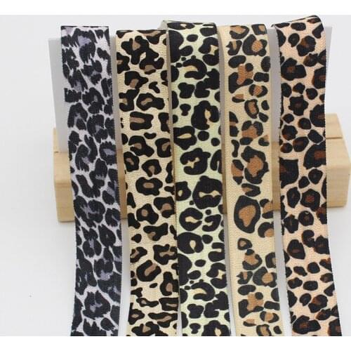 50 Yards 1.5cm Leopard Print Elastic Webbing Leopard Print Elastic Band