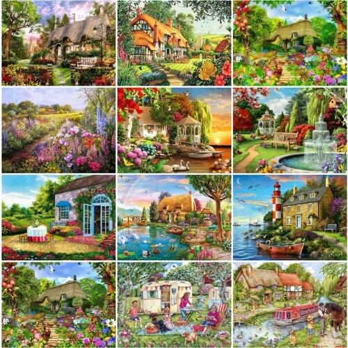 EverShine Diamond Painting Garden Cross Stitch Diamond Embroidery Landscape Rhinestones Art Bead Picture Kit Handmade Hobby Gift