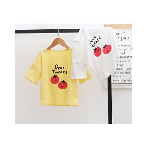 Girls' T-shirt Short-sleeved Solid Cotton Tees 2021 New Summer Childrens Korean Loose Half-sleeved Top Tees Baby Clothes 2-8Y