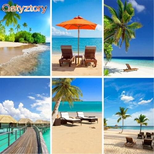 GATYZTORY Diy Painting By Numbers Seaside Landscape Paint By Numbers Handpainted Gift Wall Decor Art Frame Unique Gift