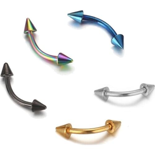 5Pcs Cone Spike Horseshoe Circular Ring Surgical Steel Nipple Hoops Nose Septum Eyebrow Piercing Body Jewelry