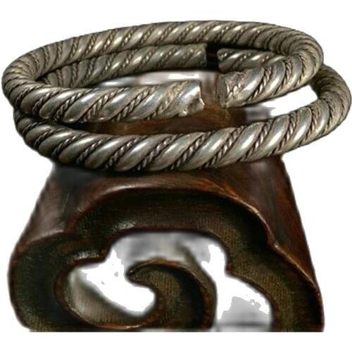 Collection of handmade silver bracelets, twisted silk and loose mouth bracelets in Tibet