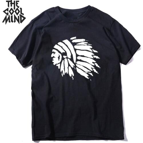 COOLMIND 100% cotton o-neck cool men T shirt casual loose hip-hop print men tshirt summer loose t-shirt male men tee shirts