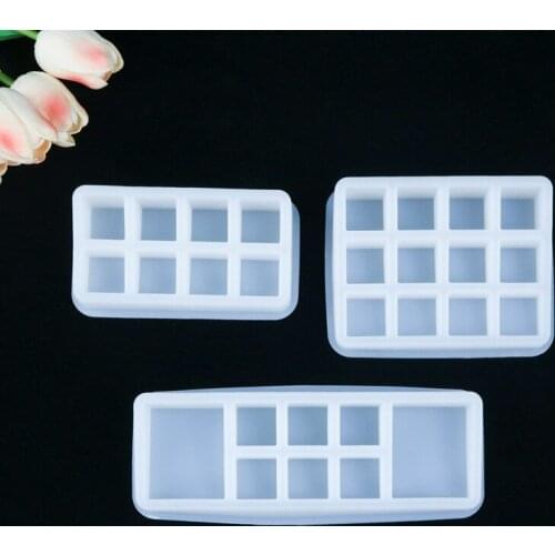 DIY Resin Crystal Epoxy Square Square Lipstick Storage Box Silicone Mold Making Decoration Swing Table