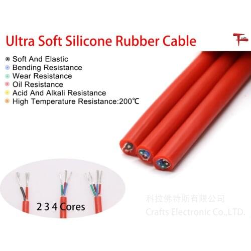 Square 0.3 0.5 0.75 1 1.5 2 2.5 4mm Ultra Soft Silicone Rubber Cable 2 3 4 Cores Insulated Flexible Copper High Temperature Wire