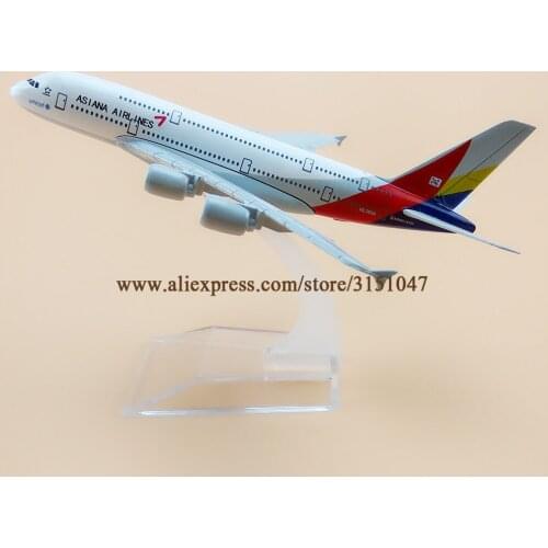 16cm Air Korean Asiana Airlines Airbus 380 A380 Plane Model Alloy Metal Diecast Model Airplane Aircraft Airways Kids Gift
