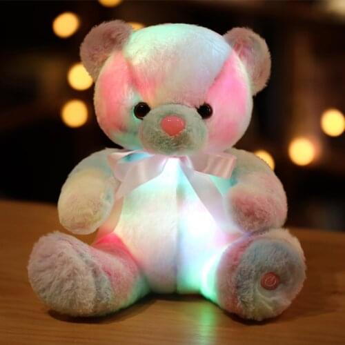1pc 28cm Lovely Lightning Colorful Teddy Bear pillow Stuffed Animals LED Bear Plush Toy Glowing Teddy Bear Christmas Gifts