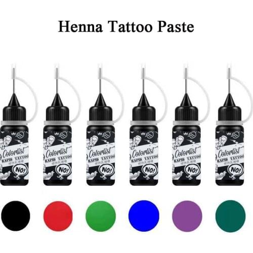 1set Professional Tattoo Ink Set Body Paint Art Henna Paste Tattoo Juice Ink with Stencils for Permanent Makeup Tattoo Supplies