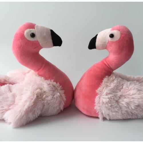 2020 new winter slippers Flamingos slippers swing feather plushfurniture warm cotton slippers plush cartoon bird shoes