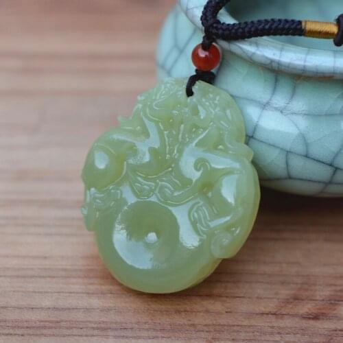 Wholesale Natural light green Afghanistan Jades Pendant Necklace Fashion Mens Jewelry Free Rope