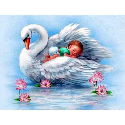 Full,Diamond Embroidery,5D,diy,Diamond Painting swan,baby,lake,3d picture,Stitch Cross,3D,Diamond Mosaic,Needlework,Crafts,gift