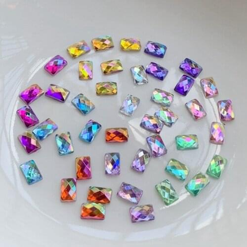 100pcs Rectangular Acrylic Flat Back DIY Jewelry To Make Decorative Rhinestones Nail Art Decorations Nail Supplies