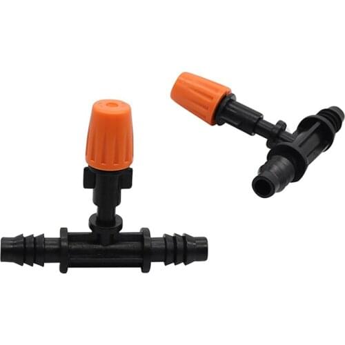 Orange Atomized Sprinkler With 3/8 Inch Tee Connector Agriculture Greenhouse Mist Nozzle Garden Watering Irrigation 100 Pcs