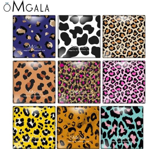 Colorful Leopard Print Patterns10pcs mixed 12mm/20mm/25mm/30mm photo glass cabochon demo flat back Making findings