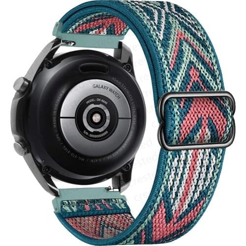 20mm/22mm Strap For Samsung Galaxy watch 3/Active 2/46mm/42mm/ Gear S3 Adjustable Elastic Nylon bracelet Huawei GT/2/2E/Pro band