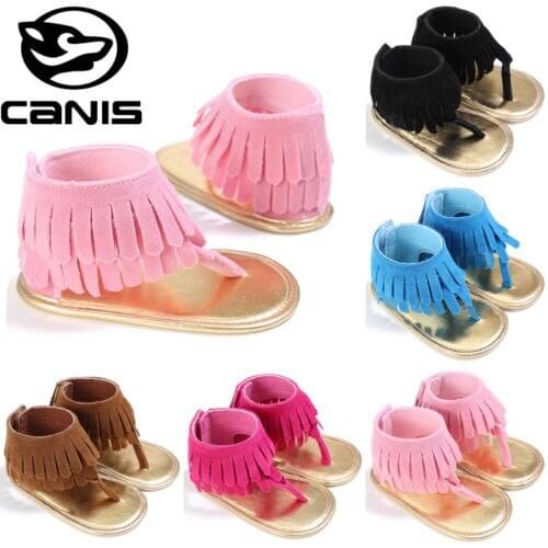 Baby Girls Kids Sandals Tassel Anti-Slip Summer Crib Shoes Soft Sole Prewalkers Toddler Summer Shoes Tassle Sandal