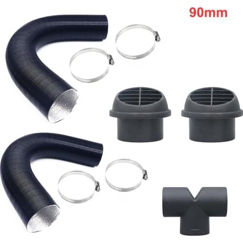 90mm Air Pipe Hose Line Heater Air Vent Outlet flat with T Piece Connector Set For Diesel Heater for Webasto Dometic Planer