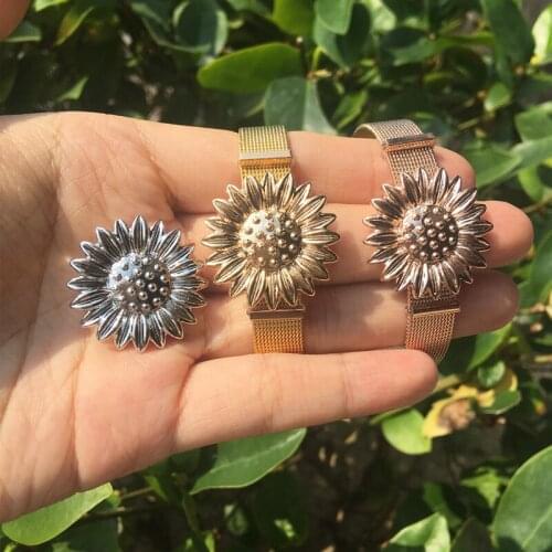 Somsoar Jewelry 2.7cm Sunflower Slide Charms fit 10mm Mesh Bracelet and Leather Wrap Bracelet 10pcs/lot
