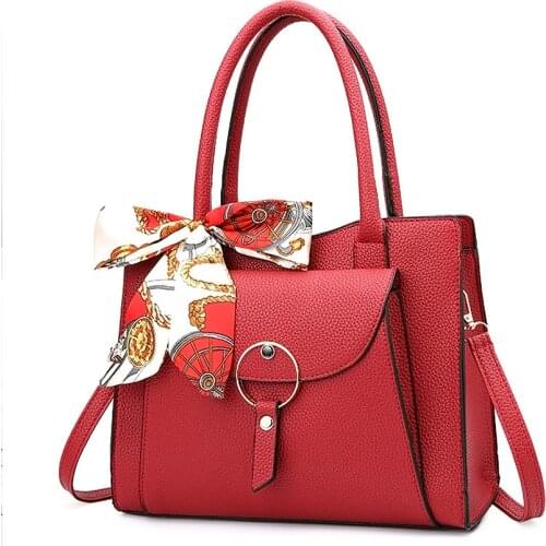 Women bag2020 Fashion Women PU Leather Messenger Bag Shoulder Crossbody Handbag Chain Small Casual Solid Lychee Silk Scarf Tote