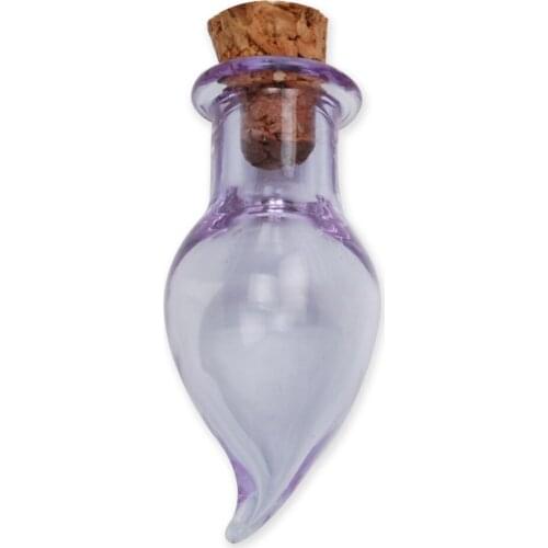 Light Purple Glass Globe Bottles With Wooden Bottle Stopper For DIY Pendants, Wishing Glass Bottle For Lovers
