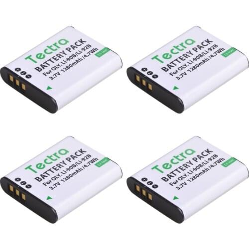 Tectra 1280mAh Li-90B Li 90B Li-92B Li92B Battery+Type C Port Charger for Olympus Tough TG-1 TG-2 TG-3 TG-4 TG5 TG6 SH50 iHS