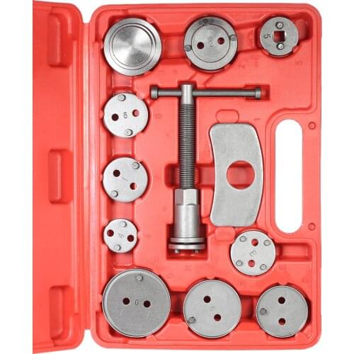 12pcs Auto Universal Disc Brake Caliper Automobile Garage Repair Tool Kit Set Car Wind Back Pad Piston Compressor with Case
