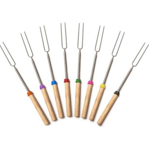 BBQ forks corn Hot Dog Telescoping Barbecue Roasting Fork Sticks For Camping Free Shipping LX4670