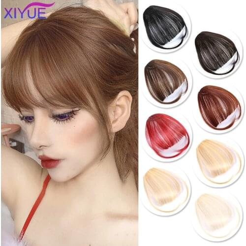XIYUE Women Fake Synthetic Hair Bangs Extensions False Fringe Clip On Fringe Hair Clips Brown Blonde Fashion Hair Extensions