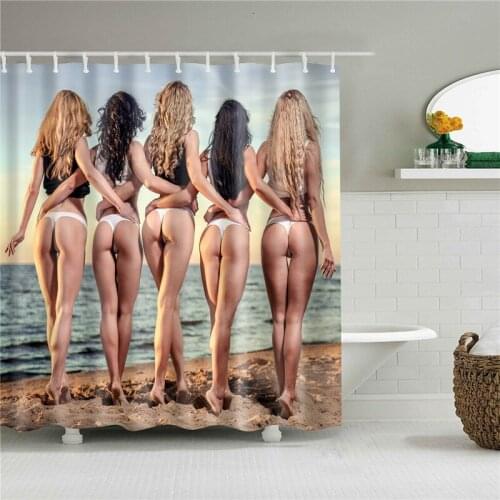 Sexy Woman Pattern Shower Curtains Beauty Bathroom Curtain Fabric Funny Waterproof Macrame Screen Home Decor with Hanging Ring