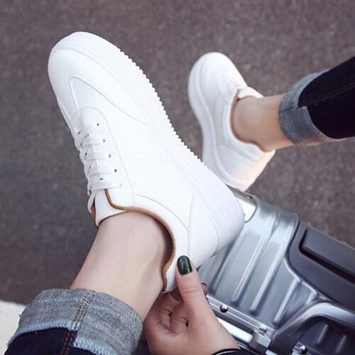 2020 Fashion Sneakers Women White Shoes Sweet Young Ladies Flats Thick Sole Platform Shoes Soft Brand Female Footwear N028