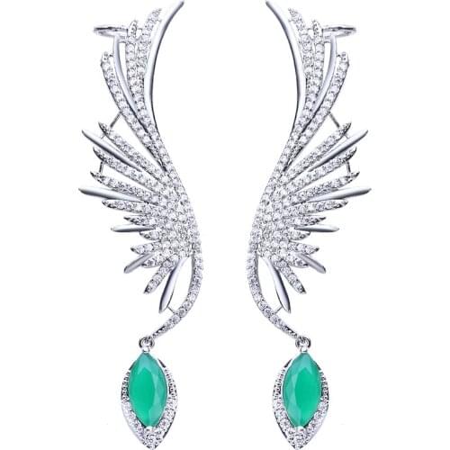 Bettyue Fashion Charm Bride Wedding Earrings Angel Wings AAA Cubic Zirconia White Green Color Earrings for Women Girls Gifts