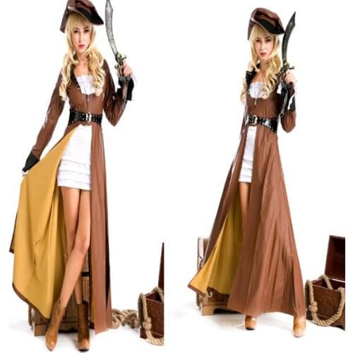 Top Quality Pirates Womens Christmas Costume Halloween Cosplay Costumes Role Play Party Long Dress