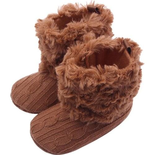 Newborn Infant Baby Girls Snow Boots Winter Warm Baby Shoes Solid Button Plush Ankle Boots Ins Hot