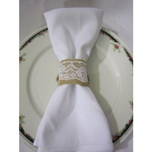 100pcs Burlap and Lace Napkin Rings - Perfect Decor for Weddings Events and Holidays, Xmas party decor
