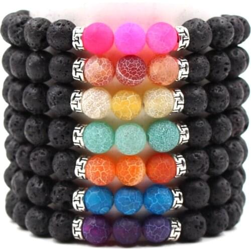 14Colors Weathered Stone 8mm Black Lava Stone Beads Bracelet DIY Essential Oil Perfume Diffuser Bracelet Stretch Yoga Jewelry