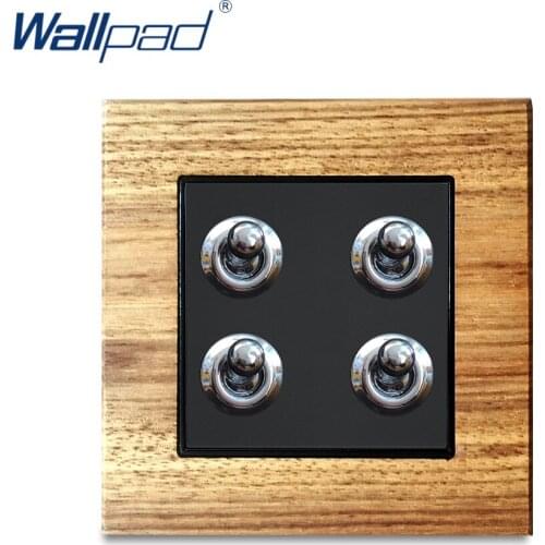 4 Gang 1 Way 2 Way Toggle Switch Real Wood Panel Wallpad Wall Light Switch Interrupteur Silver Toggle