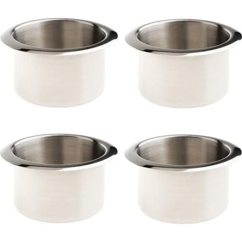 4 Pieces Stainless Steel Cups Drink Holder for Marine Car Truck Camper RV Boat