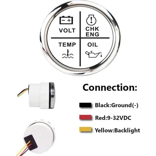 4 in 1 LED Gauge Voltmeter Oil oil pressure Water Temp Meters Alarm Indicator With Check Engine For Car Boat Motorcycle