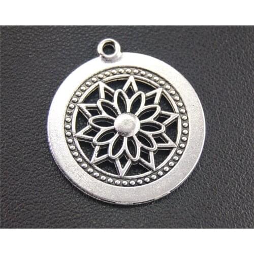 5pcs Alloy Silver Color Metal Filigree Flower Charms For DIY Handmade Jewelry 28x26mm A1938