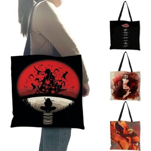 B06124 Japanese Anime Print Womens Handbags Tote Bag Uchiha Sasuke Ladies Shopping Hand Bags 2019